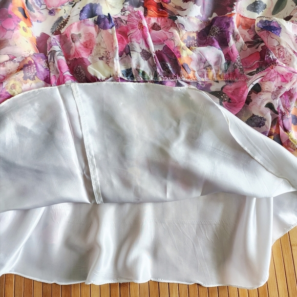 Mac Duggal ASYMMETRICAL RUFFLED HALTER FLORAL GOWN size 14 - Picture 7 of 14